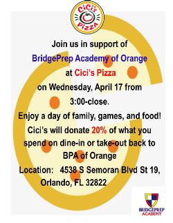 BPA 2018-2019 Family Night at Cici's Pizza!